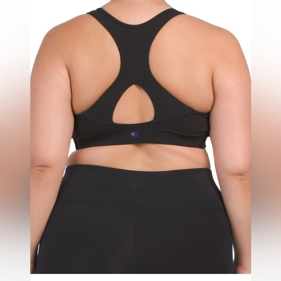 Champion Set New Plus Size 1X Black Graphic Sports Bra and Biker Shorts - Picture 3 of 5